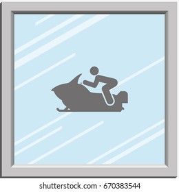 Snowmobile simple flat icon.