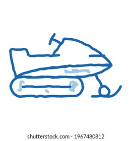 Snowmobile sketch icon vector. Hand drawn blue doodle line art Snowmobile sign. isolated symbol illustration