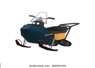 Snowmobile, snow motor, motor sled vehicle or snow jet ski isolated on white background. Vector illustration design.
