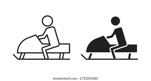 Snowmobile sport icon outline and solid vector sign, linear pictograms