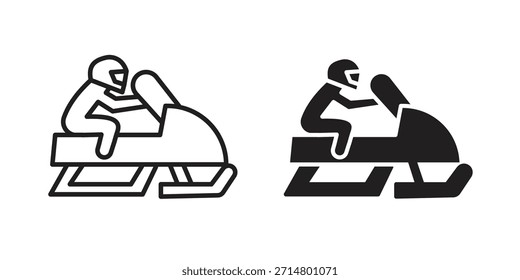 Paquete de iconos de deporte de moto de nieve. Elemento de diseño de icono de Vector plano.