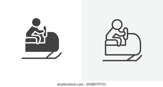 Snowmobile sport icon in solid and outlined style