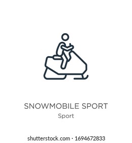 Snowmobile sport icon. Thin linear snowmobile sport outline icon isolated on white background from sport collection. Line vector sign, symbol for web and mobile