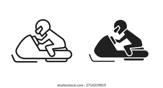 Icono del deporte de la moto de nieve en estilo lineal y plano delgado. conjunto de signos y símbolos