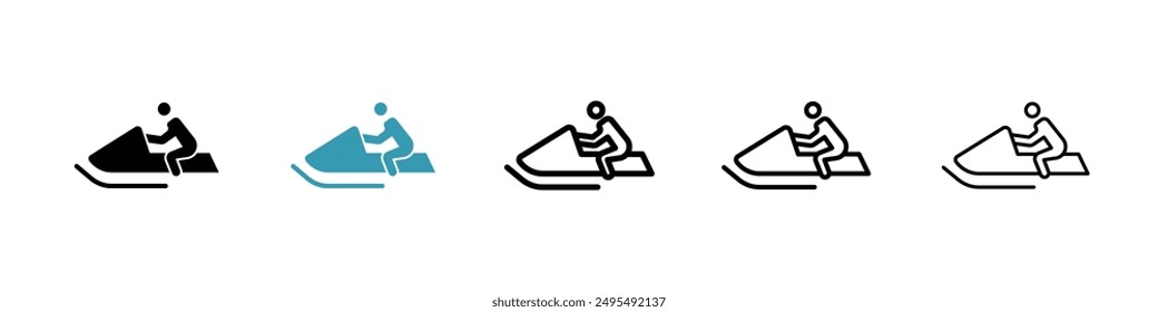 Snowmobile sport line icon vector set.