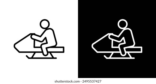 Snowmobile sport line icon vector illustration set.