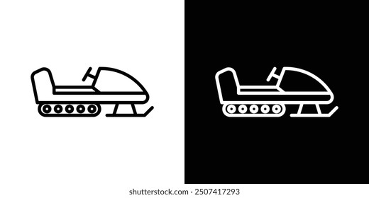 Snowmobile thin line vector icon set.