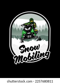 snowmobile trails logo design vector