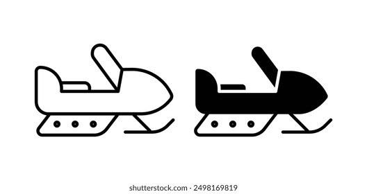 Snowmobile vector icon set in black color.