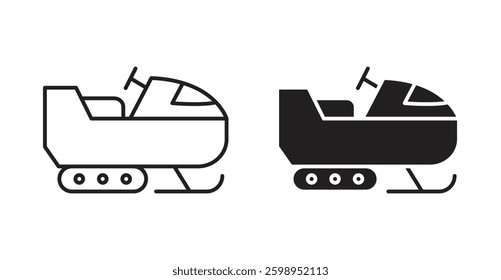 Snowmobile vector line icon illustration collection.