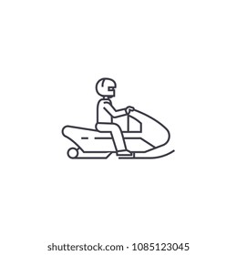 snowmobile vector line icon, sign, illustration on background, editable strokes