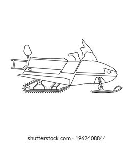 Snowmobile vector outline icon. Vector illustration motorcycle on white background. Isolated outline illustration icon of snowmobile .