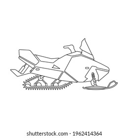 Snowmobile vector outline icon. Vector illustration motorcycle on white background. Isolated outline illustration icon of snowmobile .