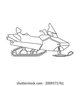 Snowmobile vector outline icon. Vector illustration motorcycle on white background. Isolated outline illustration icon of snowmobile .