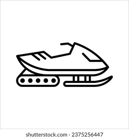 Snowmobile vector outline icon. vector illustration on white background