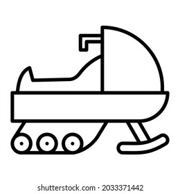 Icono De Contorno De Vector De Snowmobile Aislado En Fondo Blanco
