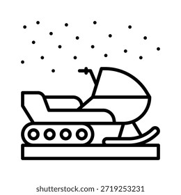 Snowmobile Winter Vehicle Vector Illustration, Line Style Icon