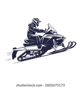Snowmobiler in motion, highlighting speed and snowy fun.