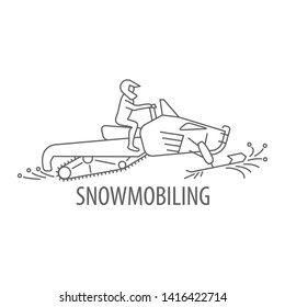 Snowmobiling in linear style. Snowmobiling tour linear icon. Vector illustration