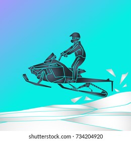 snowmobiling vector logo icon illustration