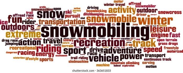 Snowmobiling word cloud concept. Vector illustration