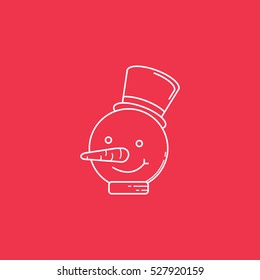 Snownan icon, merry christmas, vector graphics, a  linear pattern on a red background, eps 10.