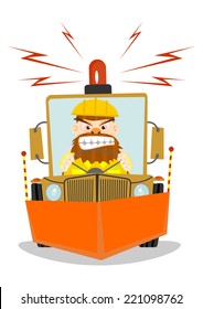 Snowplough. Cartoon vector illustration without gradients on one layer. 