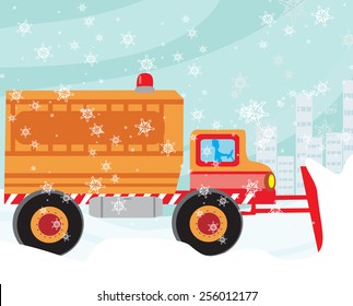 Snowplough during operation. 
