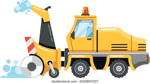Ilustración vectorial de vehículo de tierra de retroexcavadora quitanieves