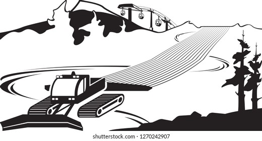 Snowplow clears slots on ski slope
