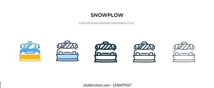 snowplow icon in different style vector illustration. two colored and black snowplow vector icons designed in filled, outline, line and stroke style can be used for web, mobile, ui