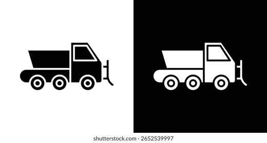 Snowplow icon in flat version on black and white background