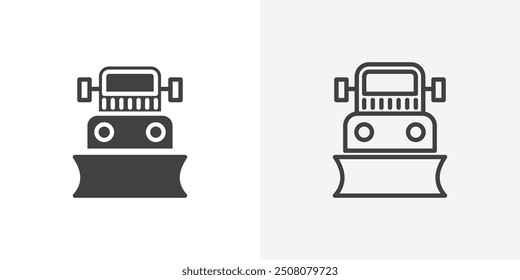 Icono de quitanieves en estilo sólido y delineado