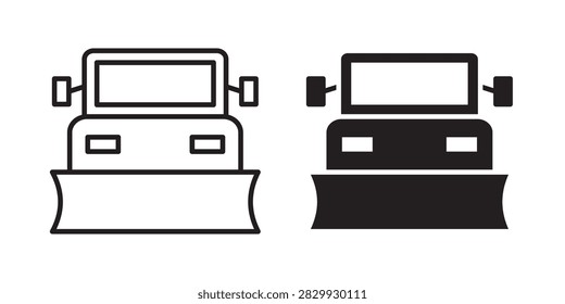 Snowplow icon thin white vector..