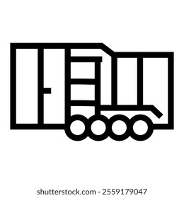 Snowplow line black icon. Vector isolated button. Editable stroke.