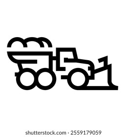 Snowplow line black icon. Vector isolated button. Editable stroke.