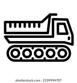 Snowplow line icon, winter transport symbol, cross-country vehicle vector sign on white background, caterpillar snowmobile icon outline style mobile concept and web design. Vector graphics