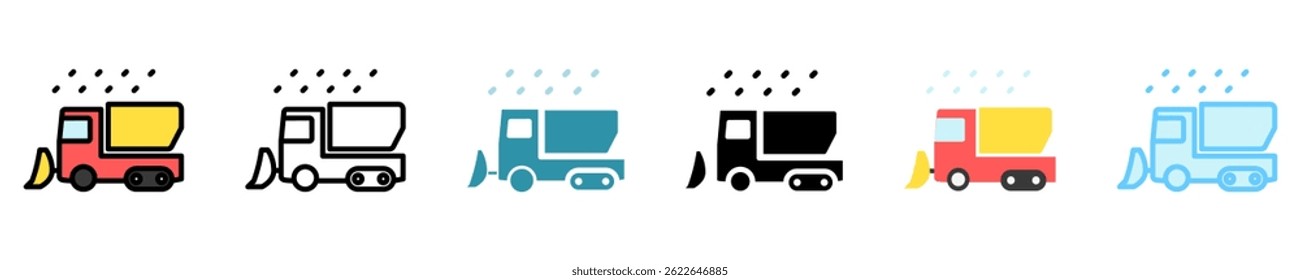 snowplow multi estilo, mini conjunto de iconos de ilustración. uso para concepto moderno, impresión, interfaz de usuario, kit UX, Web y desarrollo de App. Vector EPS 10, relacionado con el invierno, estación fría.