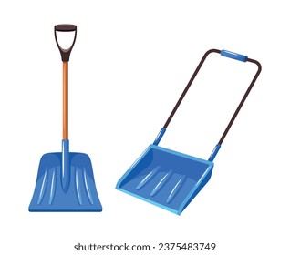 Snowplow Shovels, Robust, Efficient Tools For Clearing Snow And Ice. Designed For Heavy-duty Tasks, Vector Illustration