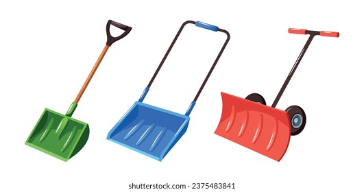 Schneepflug-Shovels Set, Sturdy-Tools, die für eine effiziente Entfernung von Schnee entwickelt wurden. mit dauerhaften Blades, Rädern und Handgriffen