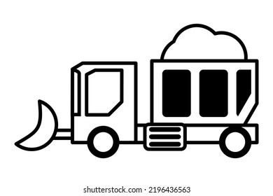 Snowplow Truck Icon Used For  Push To Clear A Path As The Vehicle Moves Forward In Black Style Outline