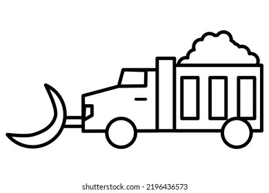 Snowplow Truck Icon Used For  Push To Clear A Path As The Vehicle Moves Forward In Black Style Outline