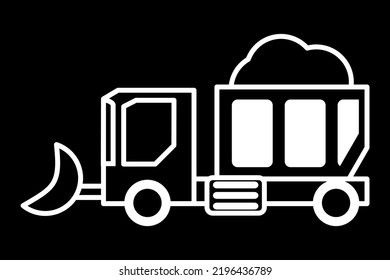 Snowplow Truck Icon Used For  Push To Clear A Path As The Vehicle Moves Forward In White Style Outline