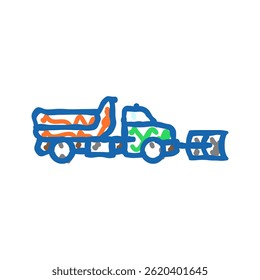 snowplow truck winter season doodle icon sketch vector. snowplow truck winter season sign. isolated symbol illustration