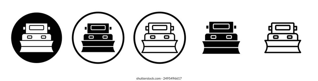 Snowplow vector icon set in black and white color.