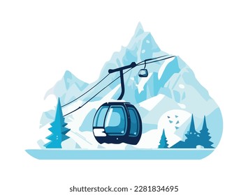 snowscape with cableway winter scene