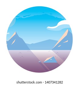 snowscape nature scene in frame circular