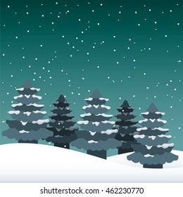 snowscape night background icon vector illustration design