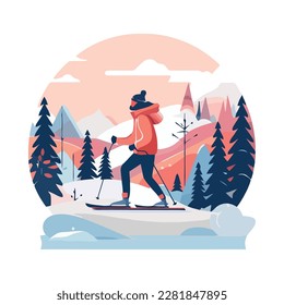 snowscape with skier winter scene