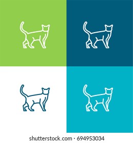 Snowshoe Cat green and blue material color minimal icon or logo design